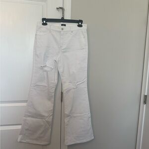 Express White Distressed Flared Jeans
